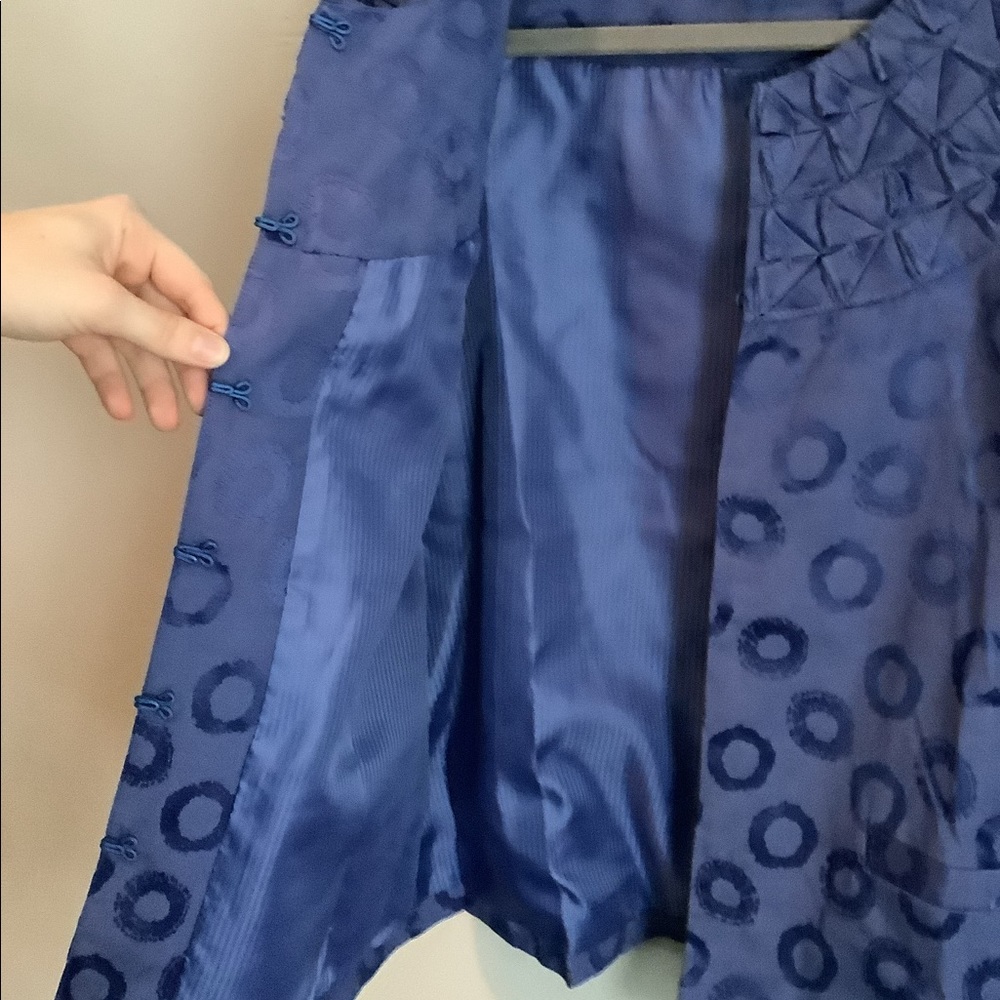 Chico’s Blue Ruffled 3 Quarter sleeve Jacket